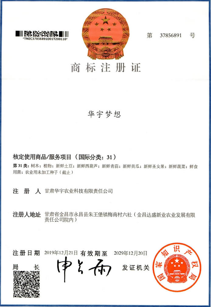 商标注册证-华宇梦想